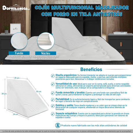 Cojín Multifuncional Masajeador Blanco Triangular Hipoalergénico - COJINES | Bylmo