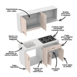 Cocina Ambar Blanco y Soder 150x212cm Con Meson de Marmol Sintético y Estufa Esmaltada - COCINAS | Bylmo