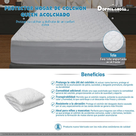 Protector de Colchón Blanco 160x190cm Acolchado - PROTECTORES DE COLCHON | Bylmo