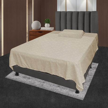 Juego de Sabanas Beige para Cama Sencilla 100 x 190 Cm Hipoelergénicas y Antiácaros - SABANAS | Bylmo