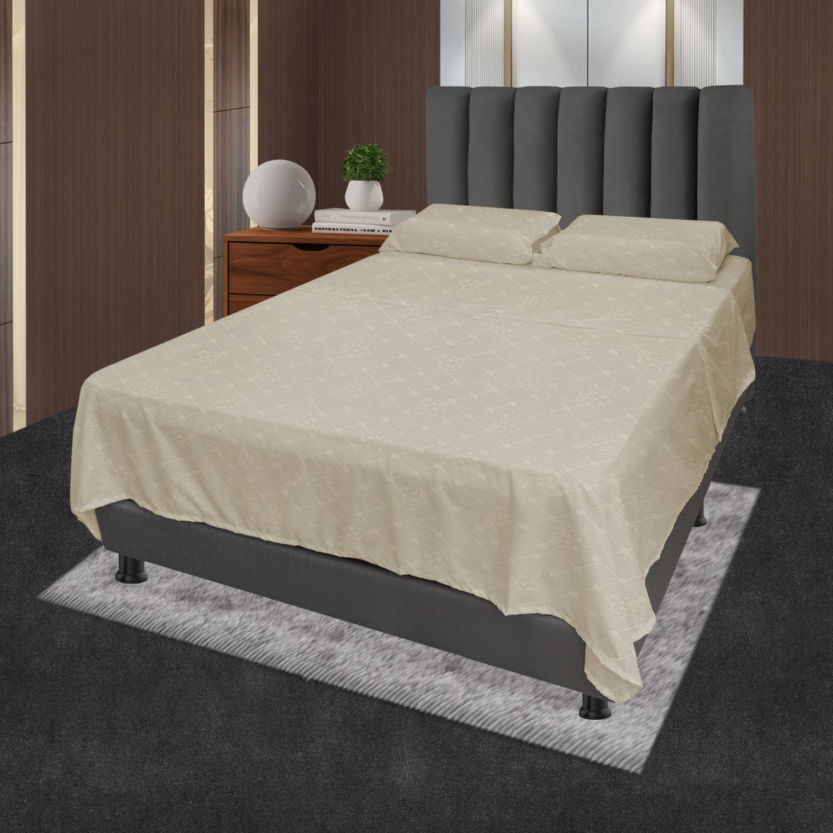 Juego de Sabanas Beige para Cama Queen 160 X 190 Cm Hipoelergénicas y Antiácaros - SABANAS | Bylmo