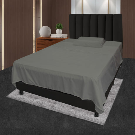 Juego de Sabanas Gris para Cama Sencilla 100 x 190 Cm Hipoelergénicas y Antiácaros - SABANAS | Bylmo
