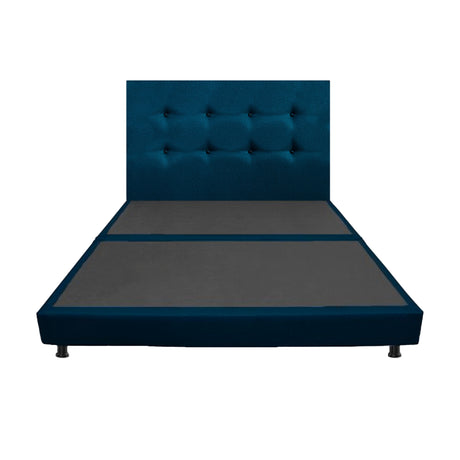 Combo Base Cama Dividida y Cabecero Dublín Azul 140x190cm Con Patas - CAMAS | Bylmo