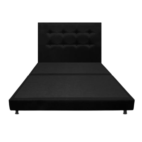 Combo Base Cama Dividida y Cabecero Dublín Negro 140x190cm Con Patas - CAMAS | Bylmo