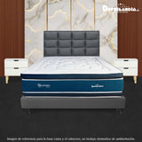 Combo Base Cama Dividida y Cabecero Londres Gris 140x190cm Con Patas - CAMAS | Bylmo