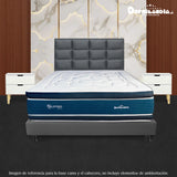 Combo Base Cama Dividida y Cabecero Londres Gris 200x200cm Con Patas - CAMAS | Bylmo