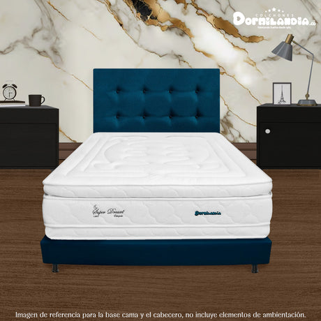 Combo Base Cama y Cabecero Dublín Azul 100x190cm Con Patas - CAMAS | Bylmo