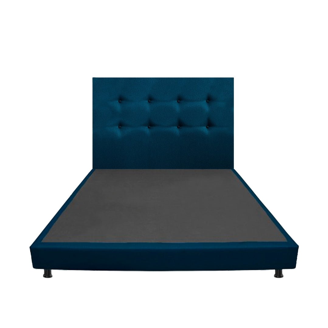 Combo Base Cama y Cabecero Dublín Azul 140x190cm Con Patas - CAMAS | Bylmo