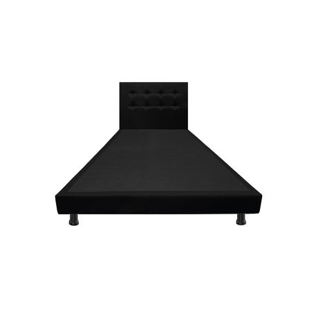 Combo Base Cama y Cabecero Dublín Negro 100x190cm Con Patas - CAMAS | Bylmo