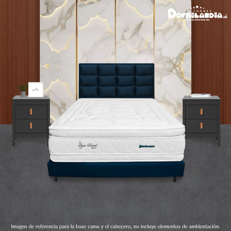 Combo Base Cama y Cabecero Londres Azul 100x190cm Con Patas - CAMAS | Bylmo