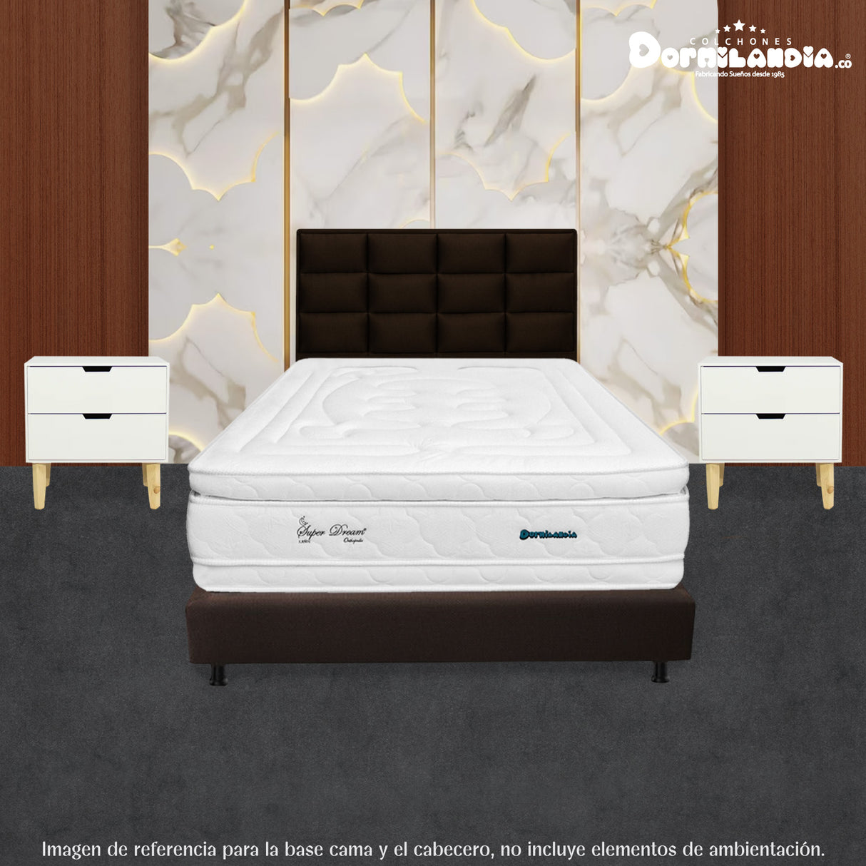 Combo Base Cama y Cabecero Londres Cafe 100x190cm Con Patas - CAMAS | Bylmo