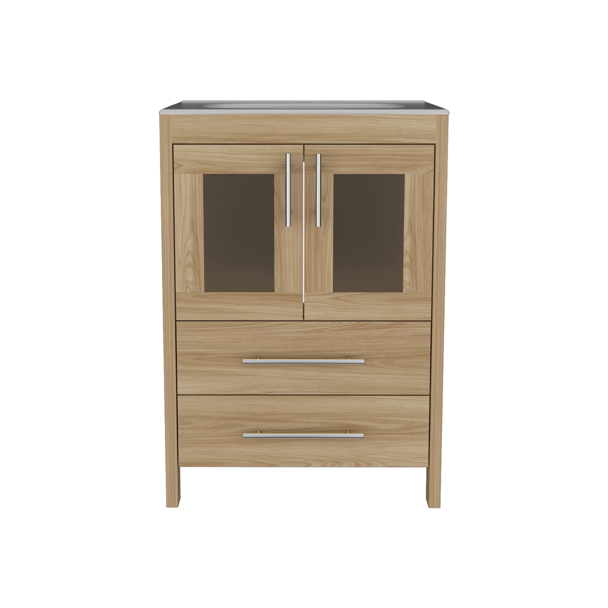 Mueble para Lavamanos Hilda Fresno Europeo 59.5x85.6cm con Lavamanos y Dos Cajones - MUEBLES PARA LAVAMANOS | Bylmo