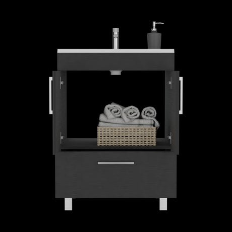 Mueble para Lavamanos Velloc Wengue 60x85cm con Lavamanos y Un Cajón - MUEBLES PARA LAVAMANOS | Bylmo