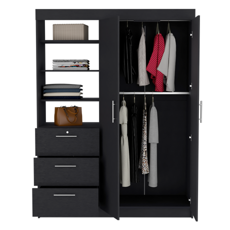 Closet Kenya Wengue 150x200.75cm Con Tres Cajones y Dos Puertas - CLOSETS | Bylmo