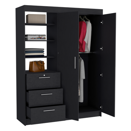 Closet Kenya Wengue 150x200.75cm Con Tres Cajones y Dos Puertas - CLOSETS | Bylmo