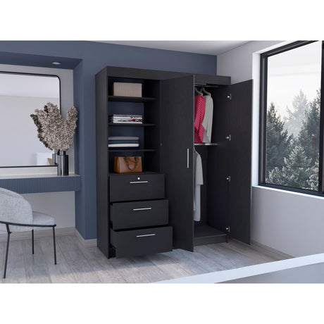 Closet Kenya Wengue 150x200.75cm Con Tres Cajones y Dos Puertas - CLOSETS | Bylmo