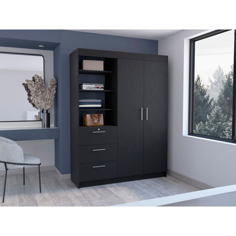 Closet Kenya Wengue 150x200.75cm Con Tres Cajones y Dos Puertas - CLOSETS | Bylmo
