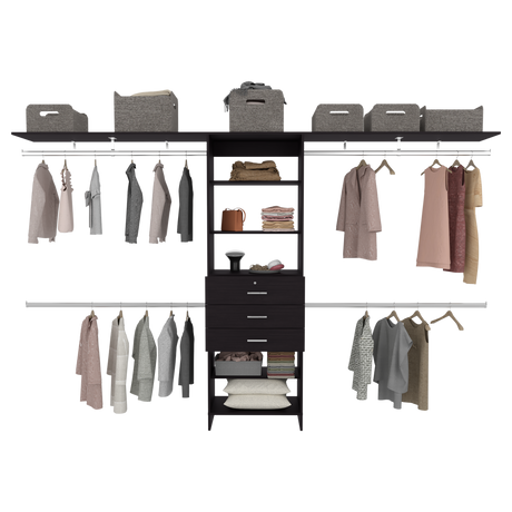 Closet Plego Wengue 300x187.7cm Con Tres Cajones y Sin Puertas - CLOSETS | Bylmo