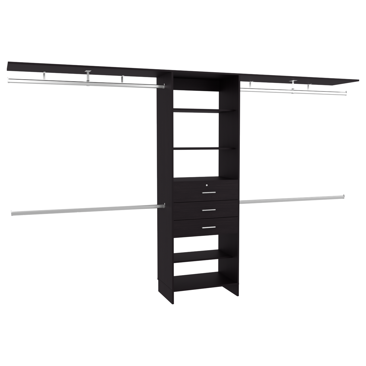 Closet Plego Wengue 300x187.7cm Con Tres Cajones y Sin Puertas - CLOSETS | Bylmo