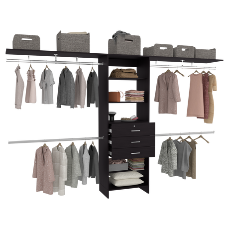 Closet Plego Wengue 300x187.7cm Con Tres Cajones y Sin Puertas - CLOSETS | Bylmo