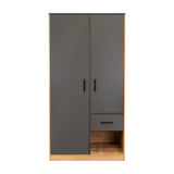 Closet Alder Plomo y Fresno Europeo 90.1x180cm Con Un Cajón y Dos Puertas - CLOSETS | Bylmo