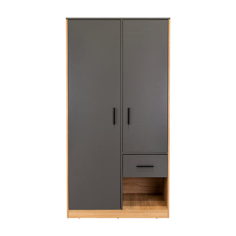 Closet Alder Plomo y Fresno Europeo 90.1x180cm Con Un Cajón y Dos Puertas - CLOSETS | Bylmo