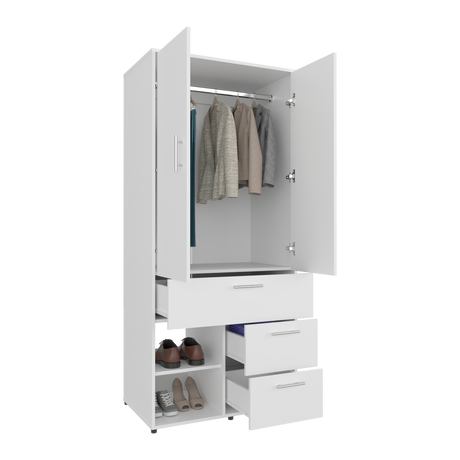Closet Alpine Blanco 80.2x179.6cm Con Tres Cajones y Dos Puertas - CLOSETS | Bylmo