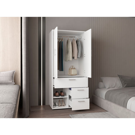 Closet Alpine Blanco 80.2x179.6cm Con Tres Cajones y Dos Puertas - CLOSETS | Bylmo
