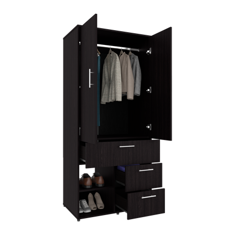 Closet Alpine Wengue 80.2x179.6cm Con Tres Cajones y Dos Puertas - CLOSETS | Bylmo