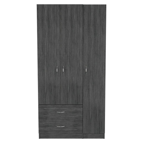 Closet Austral Roble Gris 90x180cm Con Dos Cajones y Tres Puertas - CLOSETS | Bylmo