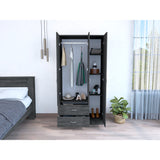 Closet Austral Roble Gris 90x180cm Con Dos Cajones y Tres Puertas - CLOSETS | Bylmo