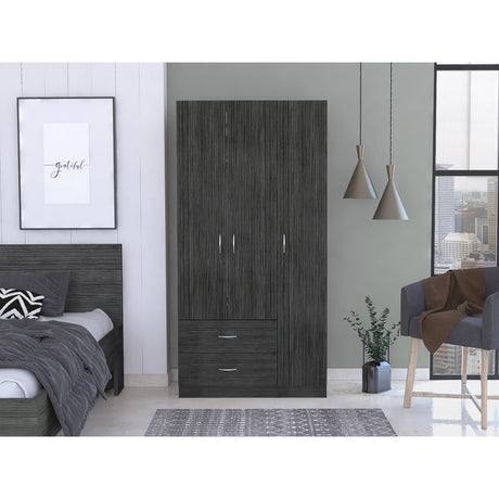 Closet Austral Roble Gris 90x180cm Con Dos Cajones y Tres Puertas - CLOSETS | Bylmo