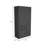 Closet Austral Roble Gris 90x180cm Con Dos Cajones y Tres Puertas - CLOSETS | Bylmo
