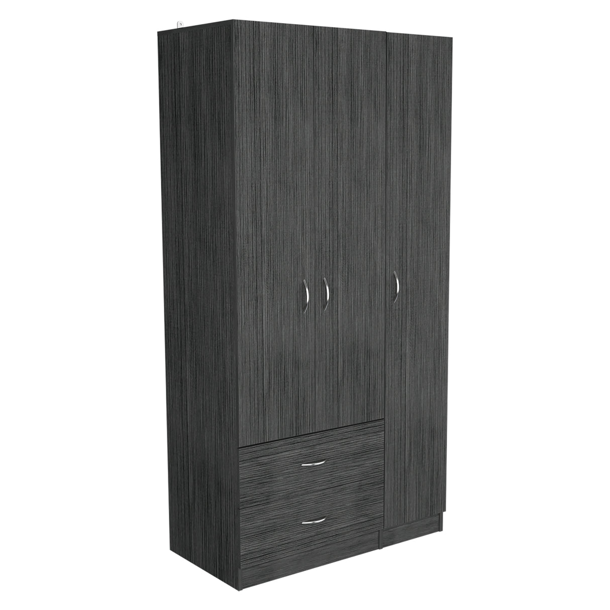 Closet Austral Roble Gris 90x180cm Con Dos Cajones y Tres Puertas - CLOSETS | Bylmo