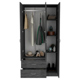 Closet Austral Roble Gris 90x180cm Con Dos Cajones y Tres Puertas - CLOSETS | Bylmo
