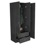 Closet Austral Roble Gris 90x180cm Con Dos Cajones y Tres Puertas - CLOSETS | Bylmo