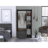 Closet Austral Roble Gris 90x180cm Con Dos Cajones y Tres Puertas - CLOSETS | Bylmo