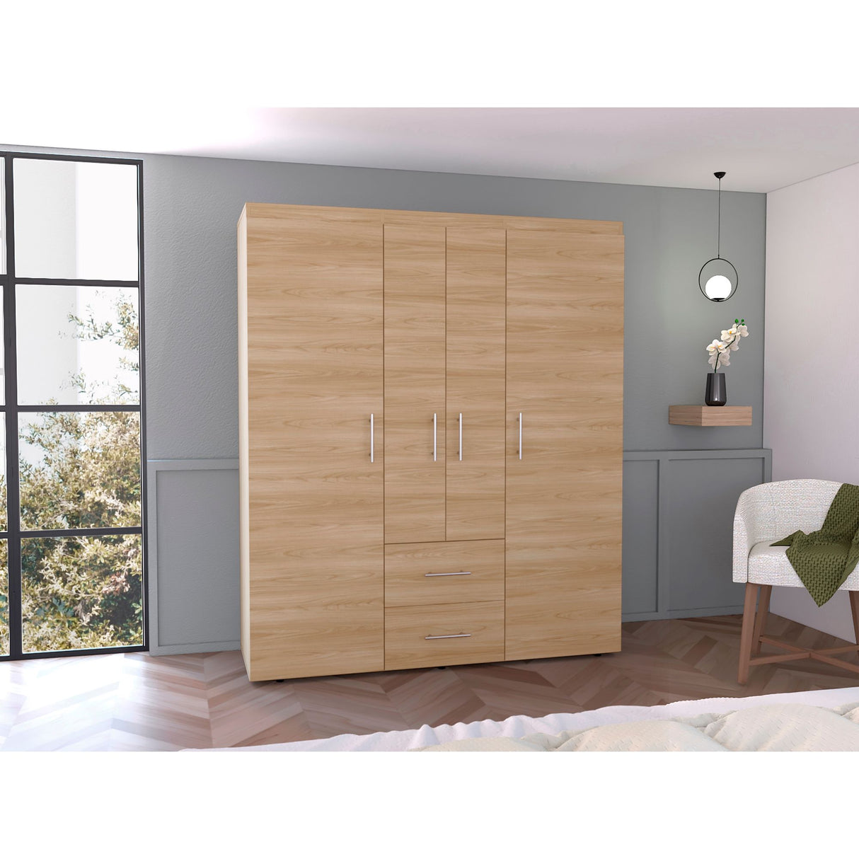 Closet Bariloche Eco Fresno Europeo y Wengue 150.3x177.9cm Con Dos Cajones y Cuatro Puertas - CLOSETS | Bylmo