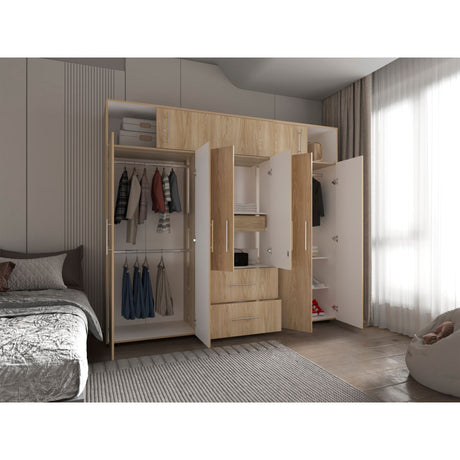 Closet Bigaf Fresno Europeo y Blanco 230x204cm Con Tres Cajones y Ocho Puertas - CLOSETS | Bylmo
