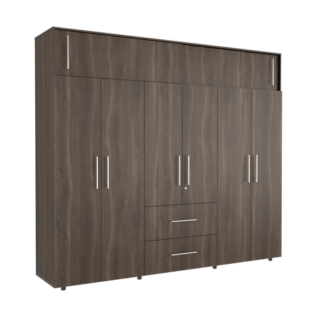 Closet Bigaf Milan y Wengue 230x204cm Con Tres Cajones y Ocho Puertas - CLOSETS | Bylmo