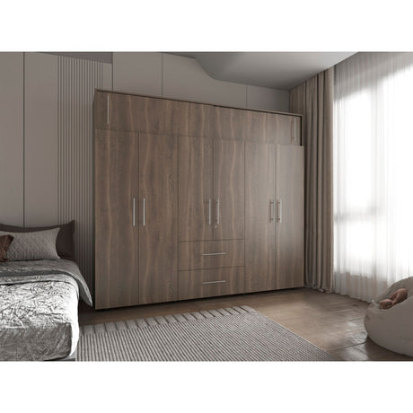 Closet Bigaf Milan y Wengue 230x204cm Con Tres Cajones y Ocho Puertas - CLOSETS | Bylmo