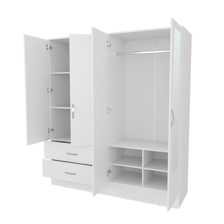 Closet Bolton Blanco 120x180.6cm Con Dos Cajones Tres Puertas y Espejo - CLOSETS | Bylmo