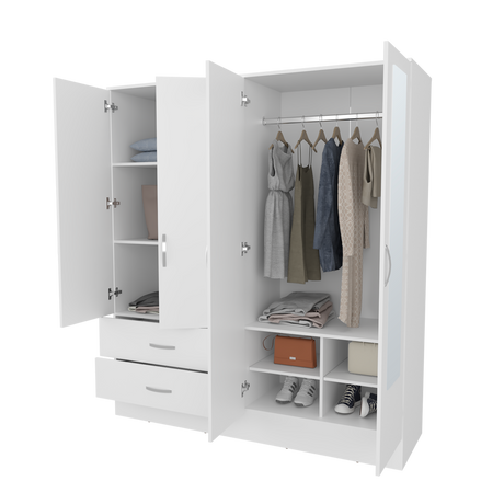 Closet Bolton Blanco 120x180.6cm Con Dos Cajones Tres Puertas y Espejo - CLOSETS | Bylmo