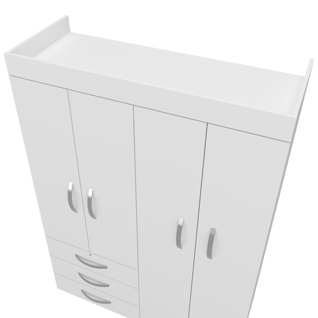 Closet Denver Blanco 119.2x172.8cm Con Tres Cajones y Cuatro Puertas - CLOSETS | Bylmo
