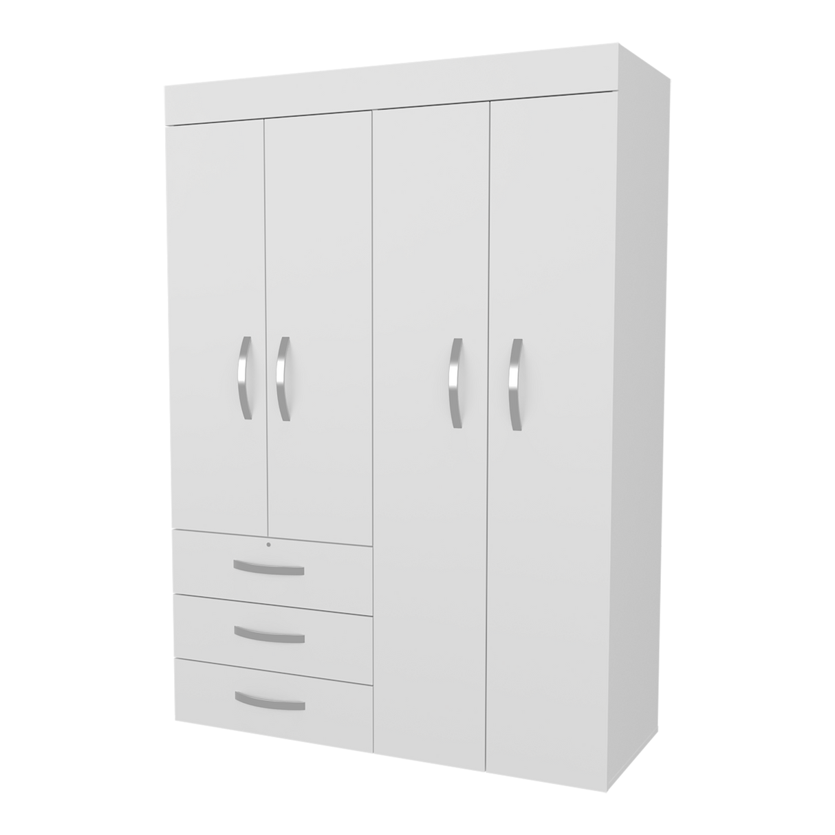 Closet Denver Blanco 119.2x172.8cm Con Tres Cajones y Cuatro Puertas - CLOSETS | Bylmo