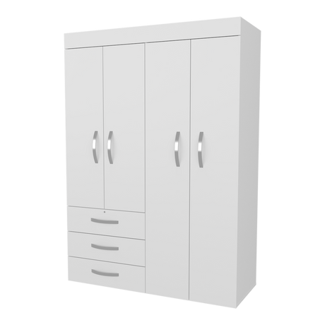 Closet Denver Blanco 119.2x172.8cm Con Tres Cajones y Cuatro Puertas - CLOSETS | Bylmo