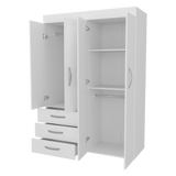 Closet Denver Blanco 119.2x172.8cm Con Tres Cajones y Cuatro Puertas - CLOSETS | Bylmo
