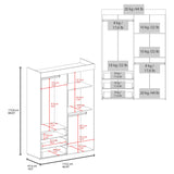 Closet Denver Blanco 119.2x172.8cm Con Tres Cajones y Cuatro Puertas - CLOSETS | Bylmo