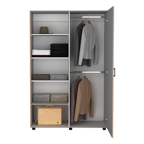 Closet Eco Bardolino y Blanco 120.1x184cm Sin Cajones y Una Puerta - CLOSETS | Bylmo