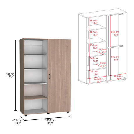 Closet Eco Bardolino y Blanco 120.1x184cm Sin Cajones y Una Puerta - CLOSETS | Bylmo